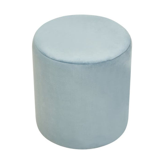 Plush Velvet Round Footstool - Blue