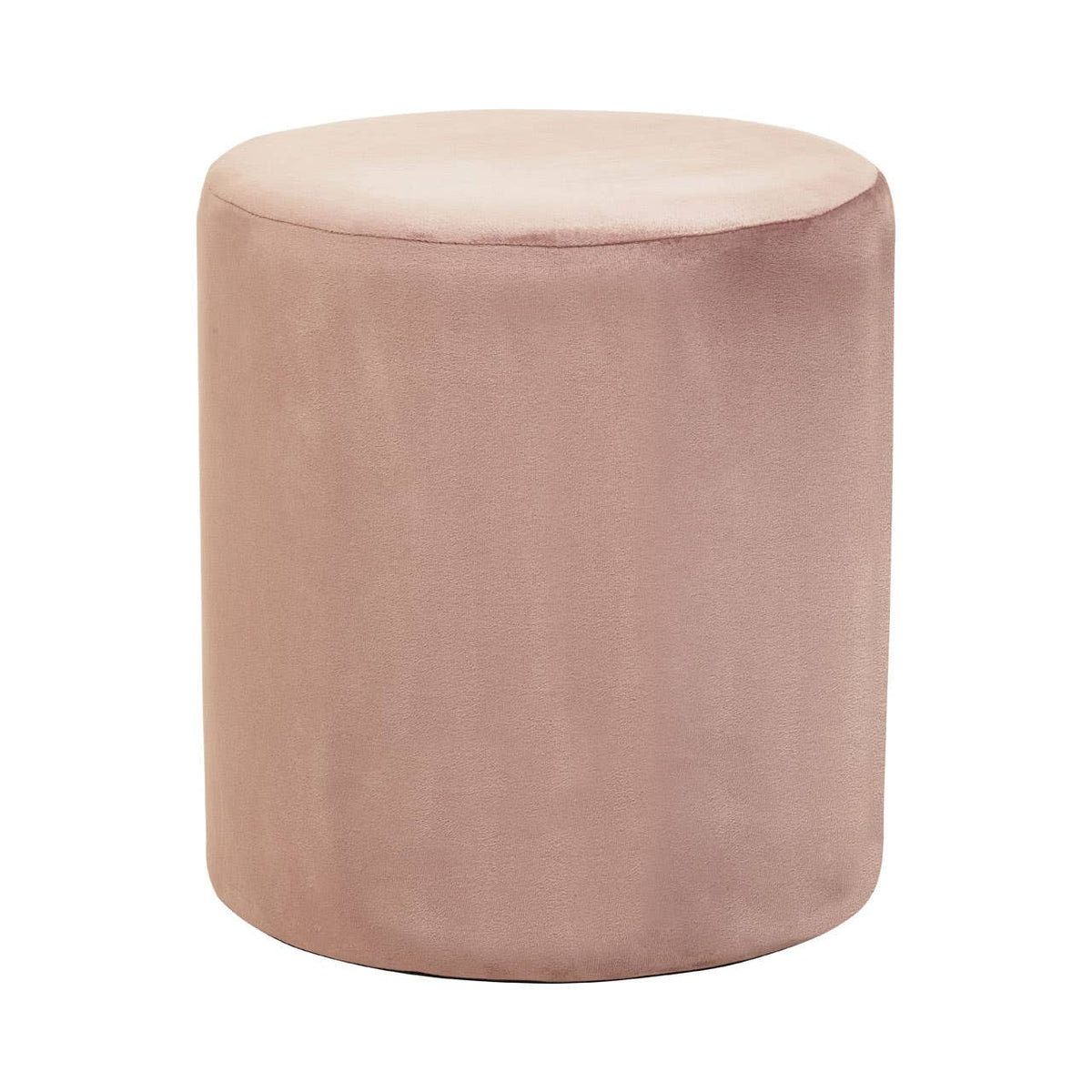 Plush Velvet Round Footstool - Dusky Pink