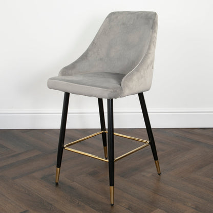 Chesterfield Button Back Gold Detail Velvet Kitchen Bar Stools (Set of 2)