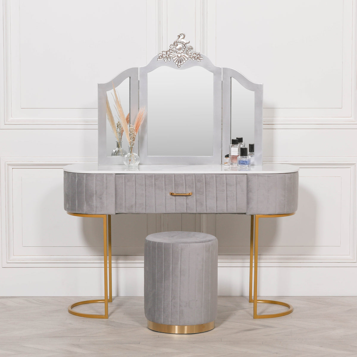 Antique Silver Vanity Mirror